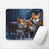 Basenji Sneeuw Slede Kerst Decoratie Muismat (Met muis)