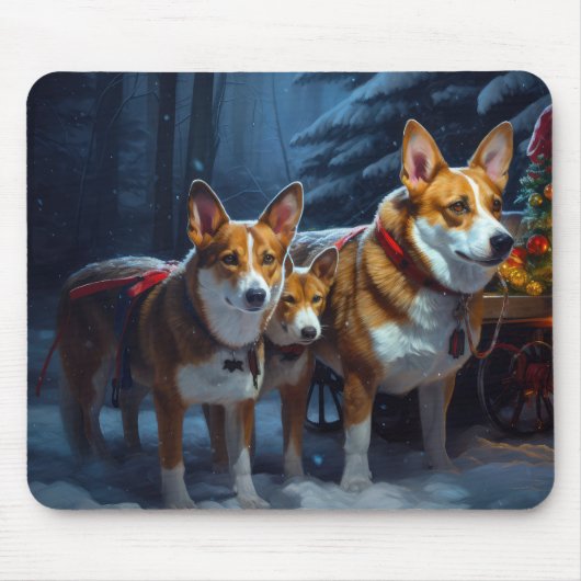 Basenji Sneeuw Slede Kerst Decoratie Muismat (Voorkant)