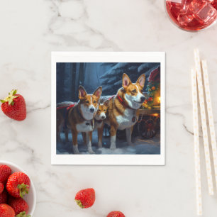 Basenji Sneeuw Slede Kerst Decoratie Servet