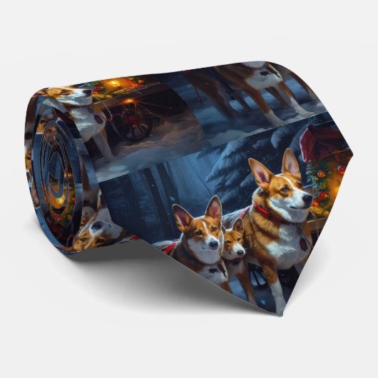 Basenji Sneeuw Slede Kerst Decoratie Stropdas (Opgerold)