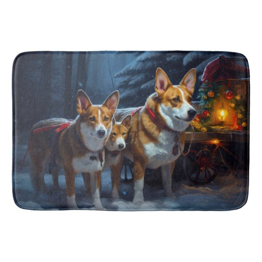 Basenji Sneeuw slee Christmas decoratie Badmat (Voorkant)