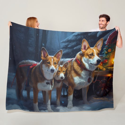 Basenji Sneeuw slee Kerstmis decoratie Fleece Deken (In situ)