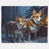 Basenji Sneeuw slee Kerstmis decoratie Fleece Deken (Voorkant (Horizontaal))