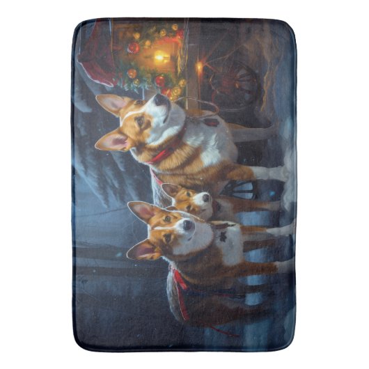 Basenji Snowy Sleigh Kerstdecoratie Badmat (Voorkant Verticaal)