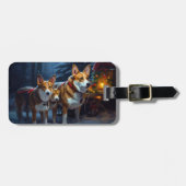 Basenji Snowy Sleigh Kerstdecoratie Bagagelabel (Voorkant horizontaal)