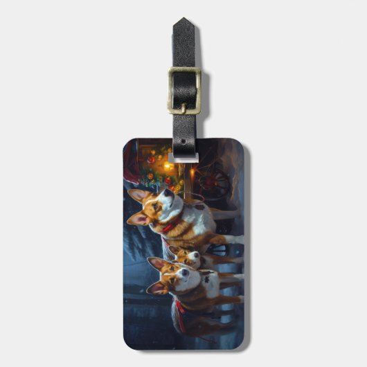 Basenji Snowy Sleigh Kerstdecoratie Bagagelabel (Voorkant verticaal)