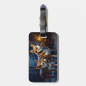 Basenji Snowy Sleigh Kerstdecoratie Bagagelabel (Achterkant verticaal)