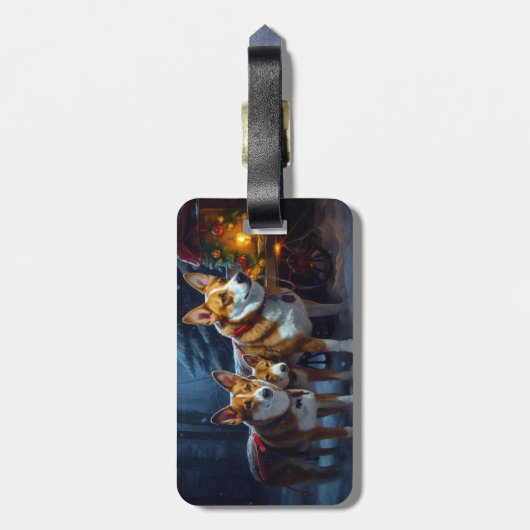 Basenji Snowy Sleigh Kerstdecoratie Bagagelabel (Achterkant verticaal)