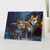 Basenji Snowy Sleigh Kerstdecoratie Kaart (Voorkant)