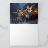 Basenji Snowy Sleigh Kerstdecoratie Kaart (Binnen)