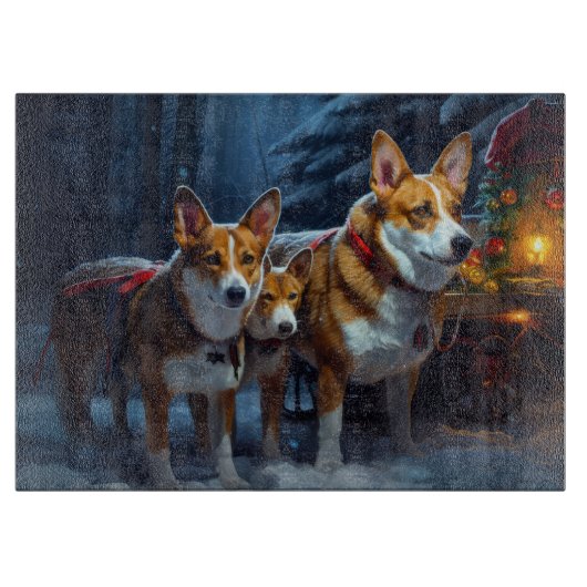 Basenji Snowy Sleigh Kerstdecoratie Snijplank (Voorkant)