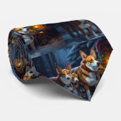 Basenji Snowy Sleigh Kerstdecoratie Stropdas (Opgerold)