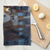 Basenji Snowy Sleigh Kerstdecoratie Theedoek (Quarter Fold)