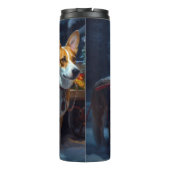 Basenji Snowy Sleigh Kerstdecoratie Thermosbeker (Achterkant)