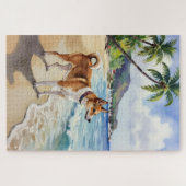 Basenji Strand Nieuwsgierigheid Scene Legpuzzel (Horizontaal)