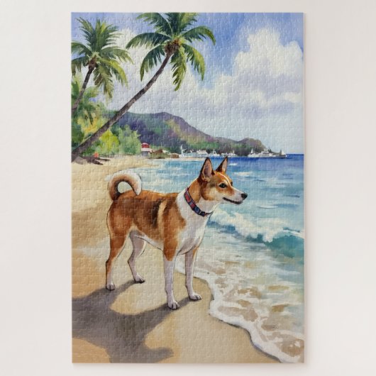 Basenji Strand Nieuwsgierigheid Scene Legpuzzel (Verticaal)