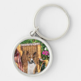 Basenji Summer Garden Art Sleutelhanger