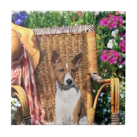 Basenji Summer Garden Art Tegeltje (Voorkant)