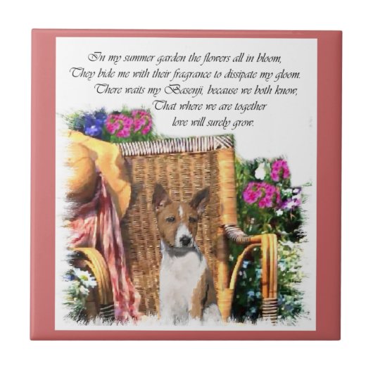 Basenji Summer Garden Art Tegeltje (Voorkant)