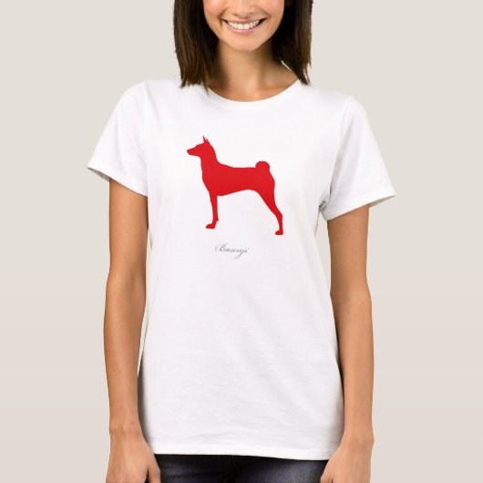 Basenji T-shirt (rood silhouet) (Voorkant)
