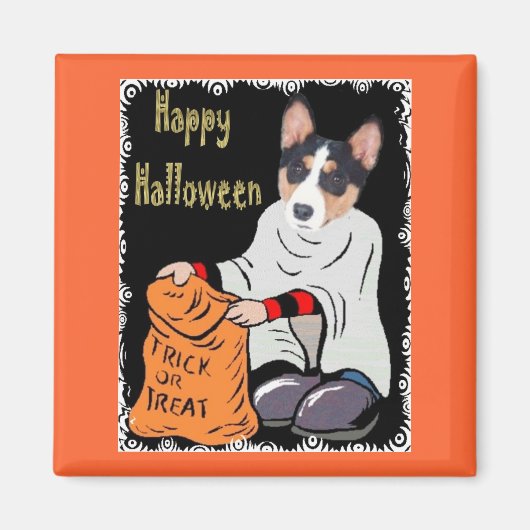 Basenji Trick or treat magneet (Voorkant)
