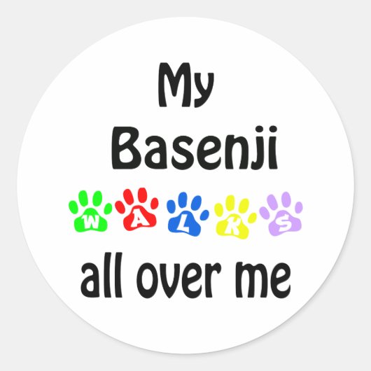 Basenji wandelingen ontwerp ronde sticker (Voorkant)