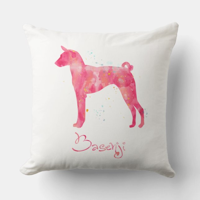 Basenji Waterverf Kussen (Voorkant)