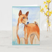 Basenji-Wenskaarten Kaart (Gele Bloem)