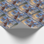 Basenji With Christmas Lights Holiday Cadeaupapier (Hoek)