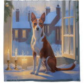 Basenji With Christmas Lights Holiday Douchegordijn (Voorkant)
