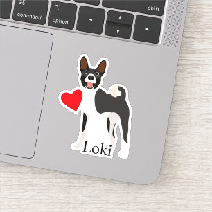 Basenji Zwart en Wit Gepersonaliseerde Naam Cute Sticker