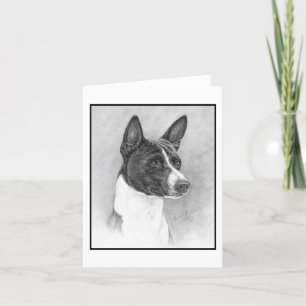 Basenji, zwart-wit tekening bedankkaart