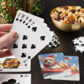 Basenjihond in slee Laat het sneeuwen Kerstmis Pokerkaarten (Insitu)