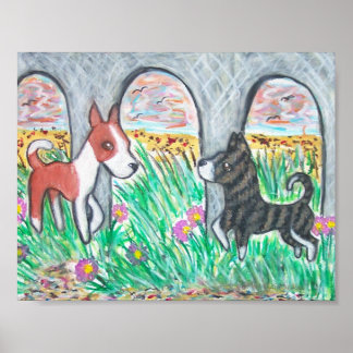 Basenjis op het Poster van de Beach Art