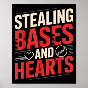 Bases en harten stelen honkbaltrefwoorden sport - poster