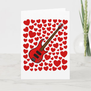 Basgitaar Hartjes Valentijnsdag Jubileum Kaart