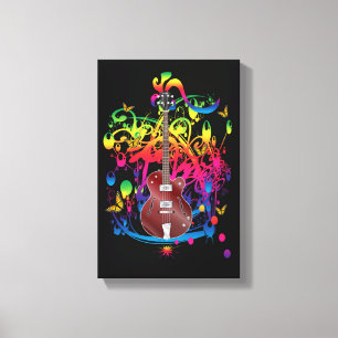 Basgitaar Kleurensplash Canvas Afdruk