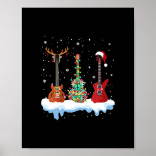 basgitaar santa muts rendier hippie gitaar liefheb poster
