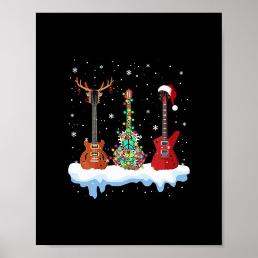 basgitaar santa muts rendier hippie gitaar liefheb poster (Voorkant)