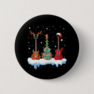 basgitaar santa muts rendier hippie gitaar liefheb ronde button 5,7 cm