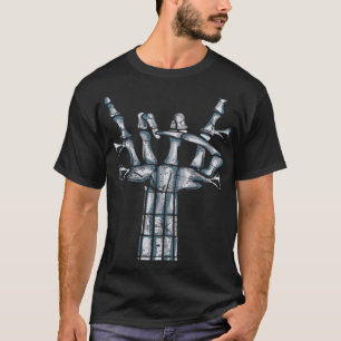 Basgitaar skelet rock hand vierzijdig elektrisch t-shirt