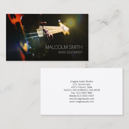 basgitarist visitekaartje (Voorkant / Achterkant)