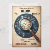 Bash Clue Spy Escape Room 7e Verjaardag uitnodigin Kaart (Voorkant)
