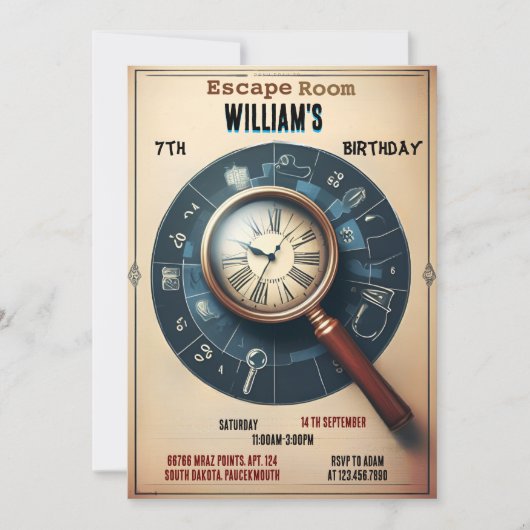 Bash Clue Spy Escape Room 7e Verjaardag uitnodigin Kaart (Voorkant)