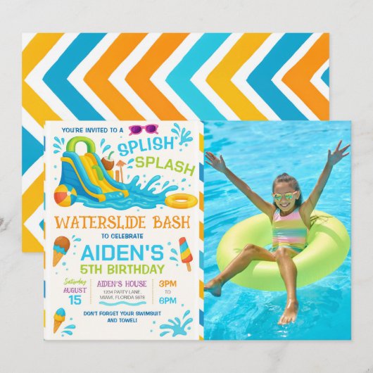 Bash op de waterdia Waterdiafoto bewerkbaar Kaart (Voorkant / Achterkant)