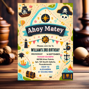 Bash Ship Kinder Cool Flag Boat Pirate 4th Verjaar Kaart