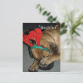 Bashful English Mastiff Dog with Reindeer Antlers Briefkaart (Staand voorkant)