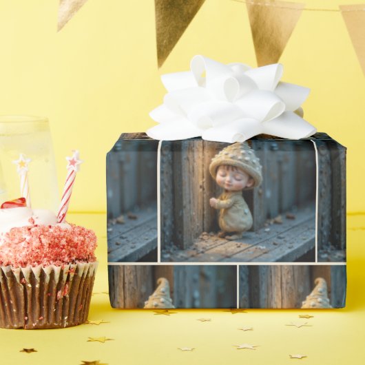 Bashful Munchkin Standing By a Door Cadeaupapier (Verjaardagsfeest)