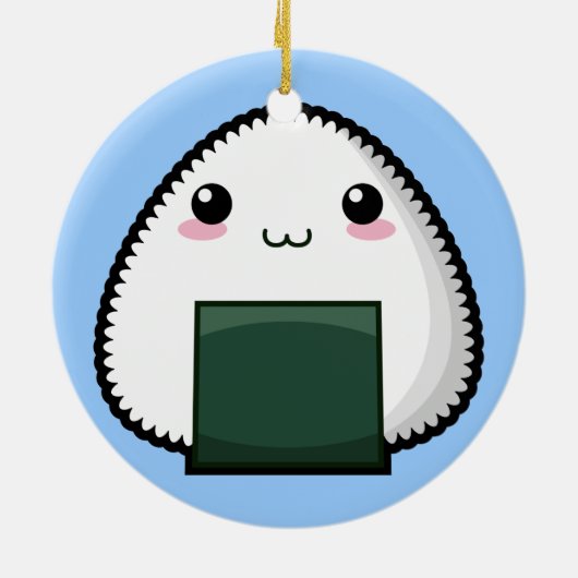 Bashful Onigiri Keramisch Ornament (Achterkant)