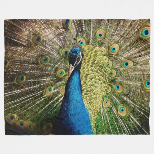 Bashful Peacock Fleece Deken (Voorkant (Horizontaal))